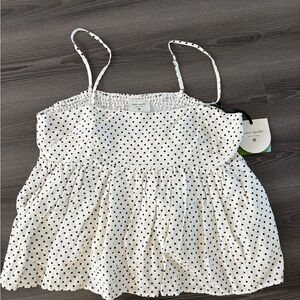 Kate Spade for Target Cream and Black Polka Dot Top
